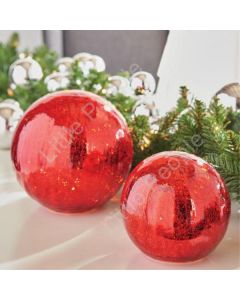 Red Light up Glass Ball christmas 2 Balls different sizes