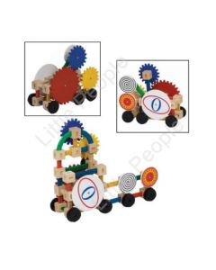 mechanical wooden set can be assembled in different models as shown in the image