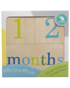 BornBaby Gift Idea Milestone Blocks Green and Blue with wood