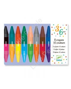 Djeco Twins Crayons 8 double-sided crayons