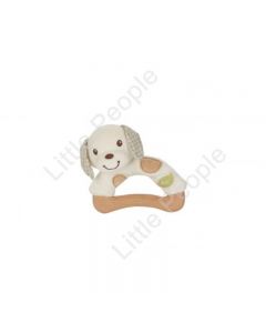 EverEarth Wooden & Plush Dog Rattle Kids Pretend Play Eco-Friendly
