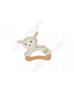 EverEarth Wooden & Plush Lamb Rattle Kids Pretend Play Eco-Friendly