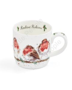 Royal Worcester Wrendale Christmas Rockin' Robins Mug