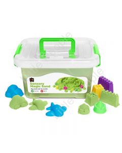 Sensory Magic Sand with Moulds 2kg Tub Green Non Toxic