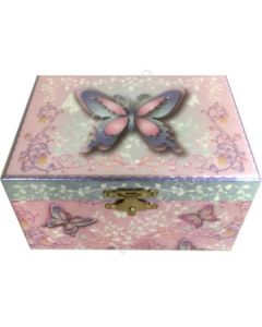 Music Jewel Box Rectangle Foil Mirror On Inside Of Lid With Butterfly