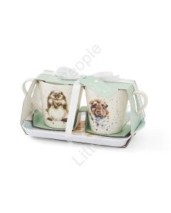 Wrendale by Royal WorcesterCups & Tray Set Hamster Rabbit Guinea Pig