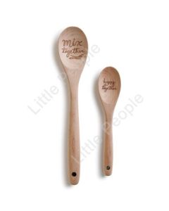 Demdaco Gift Big & Little Wooden Spoon Set Together Kitchen