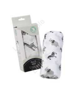 All4Ella Cotton Muslin Wrap Zoo Animals Black Gift Idea
